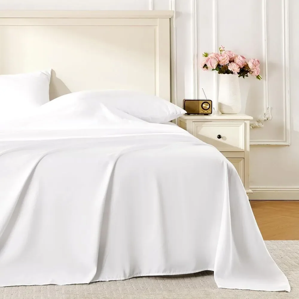 NEW White Queen Sheet Set, 4 Pieces Soft Bedding Queen Sheet Set, Breathable